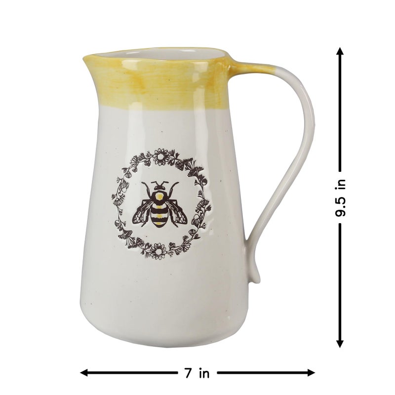Young's Inc. Ceramic Water Pitcher - Large Serving Pitcher for Iced Tea, Coffee, and Cold Drinks - Ideal for Family Gatherings, Dinner Parties, and Brunches - 7" x 4.75" x 9.5" - Bee - Image 5